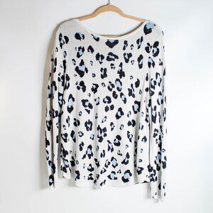 Chico's White Blue Animal Print Sweater Size 2 L